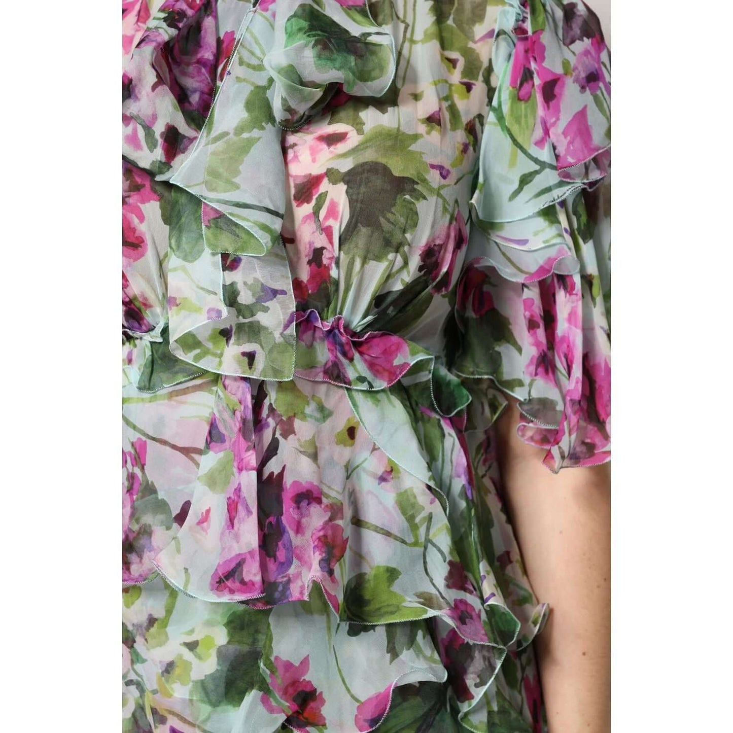 Dolce & Gabbana Multicolor Floral Silk Midi Layered Dress