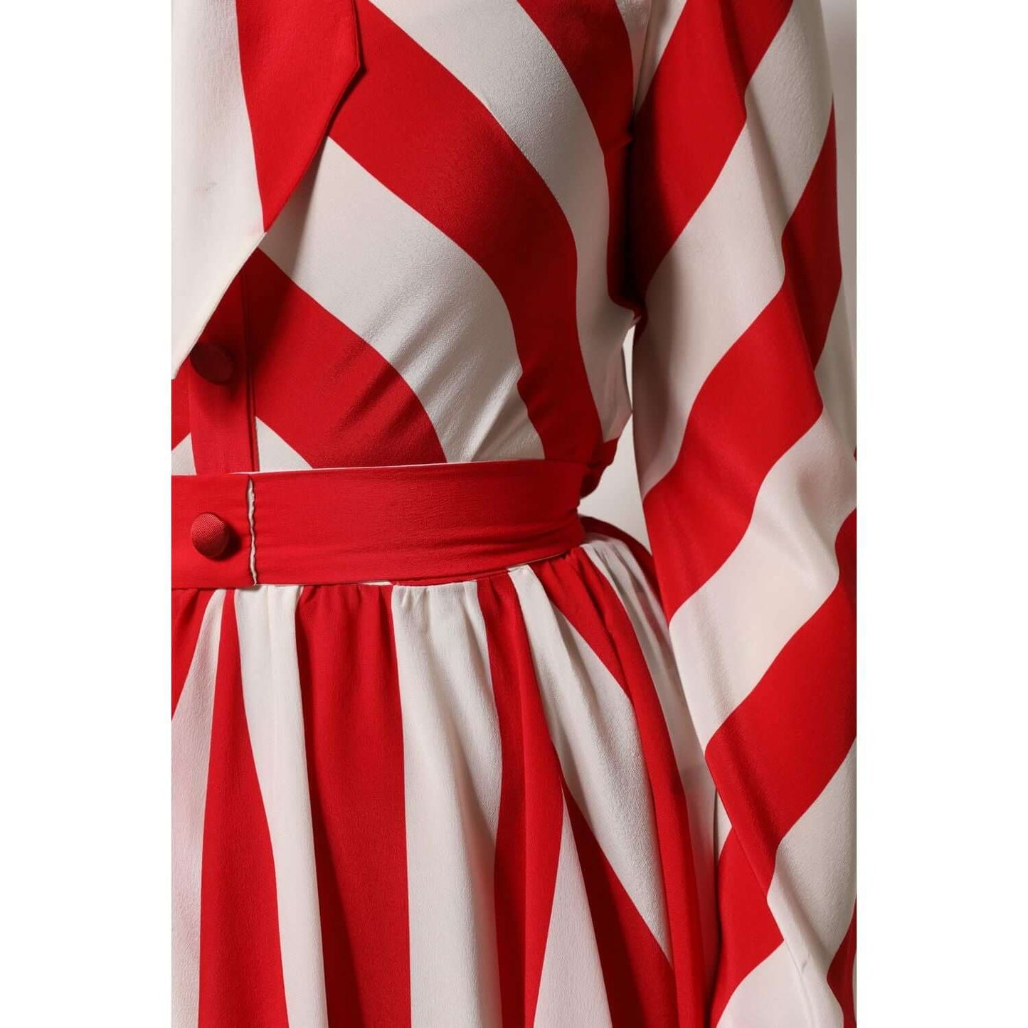 Dolce & Gabbana White Red Stripes Long Sleeves Mini Dress