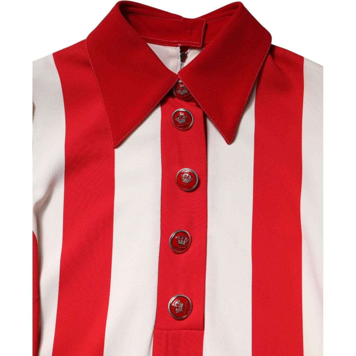 Dolce & Gabbana White Red Stripes Long Sleeves Mini Dress