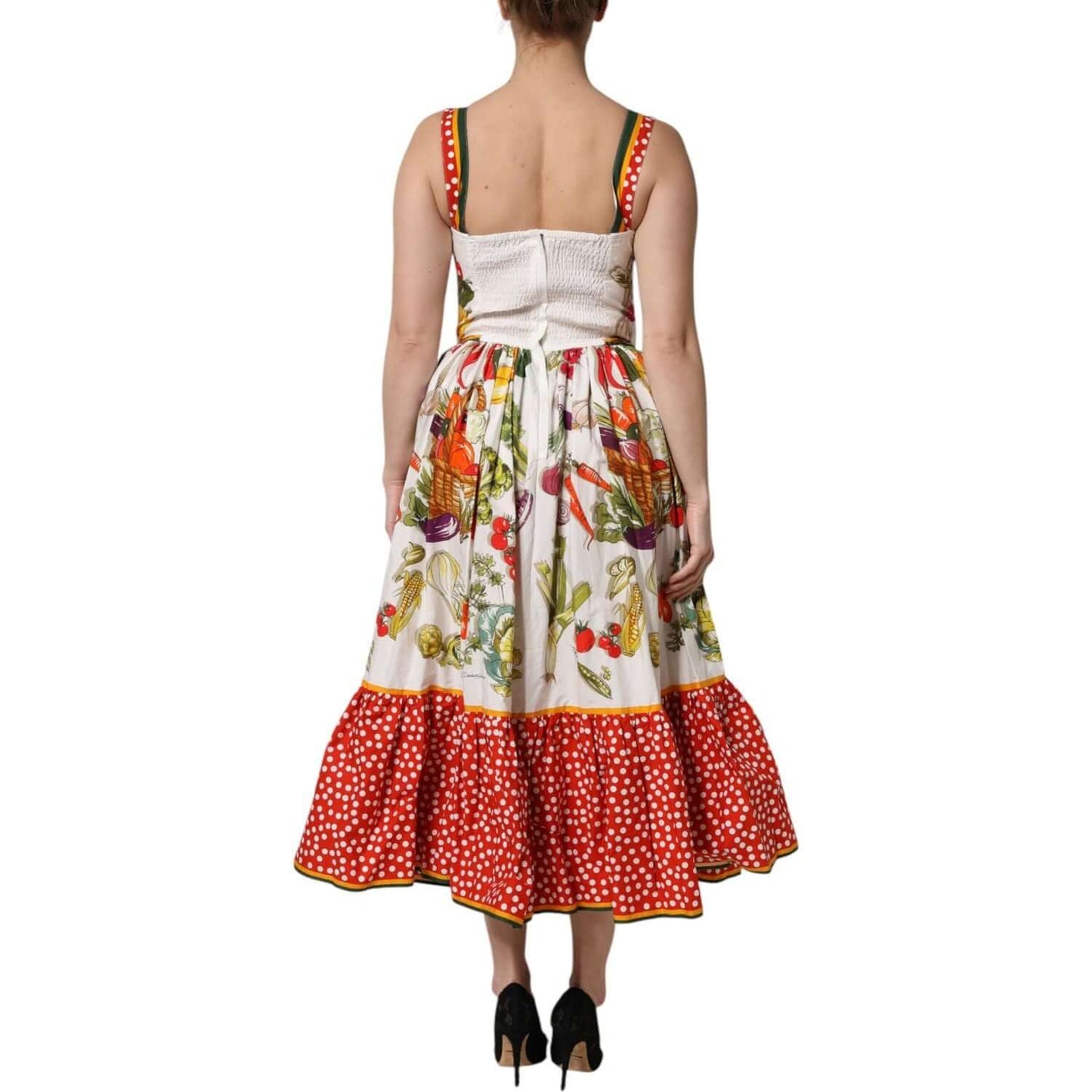 Dolce & Gabbana White Vegetables Sleeveless A-line Dress