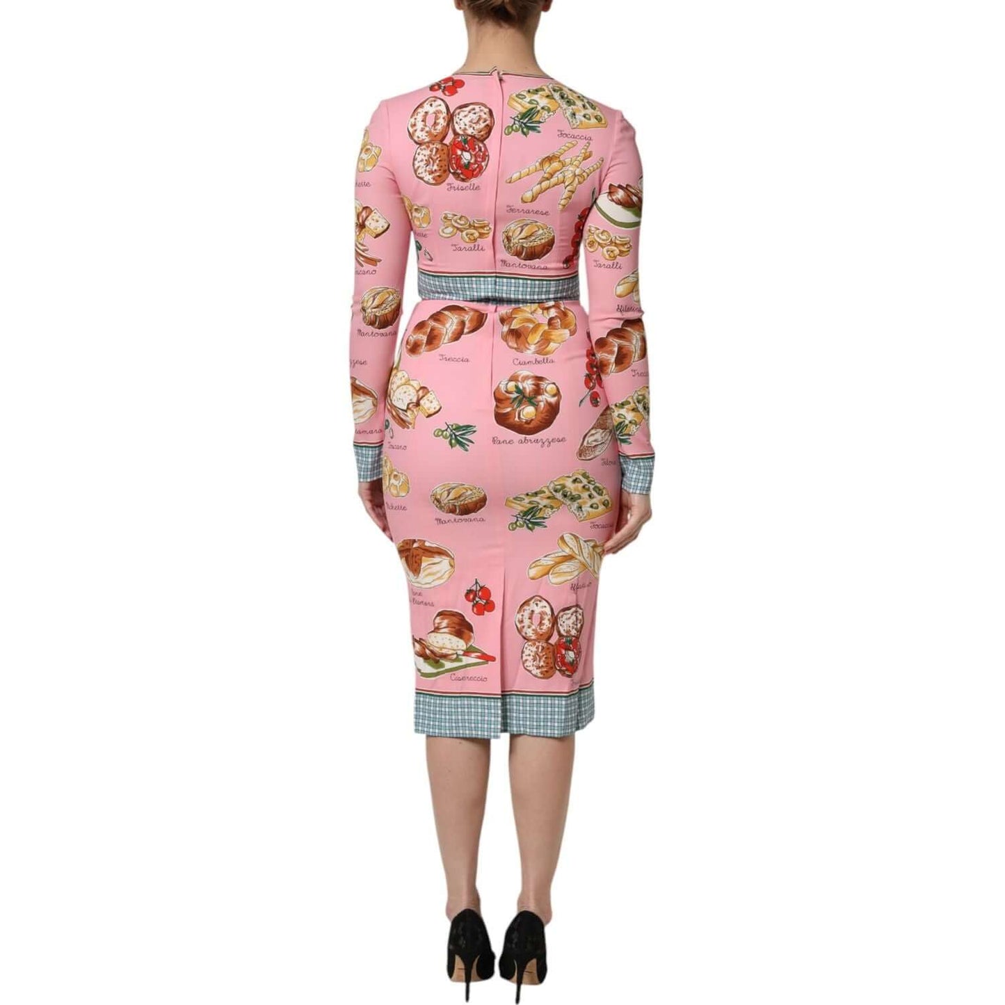 Dolce & Gabbana Pink Pastry Print Bodycon Sheath Midi Dress
