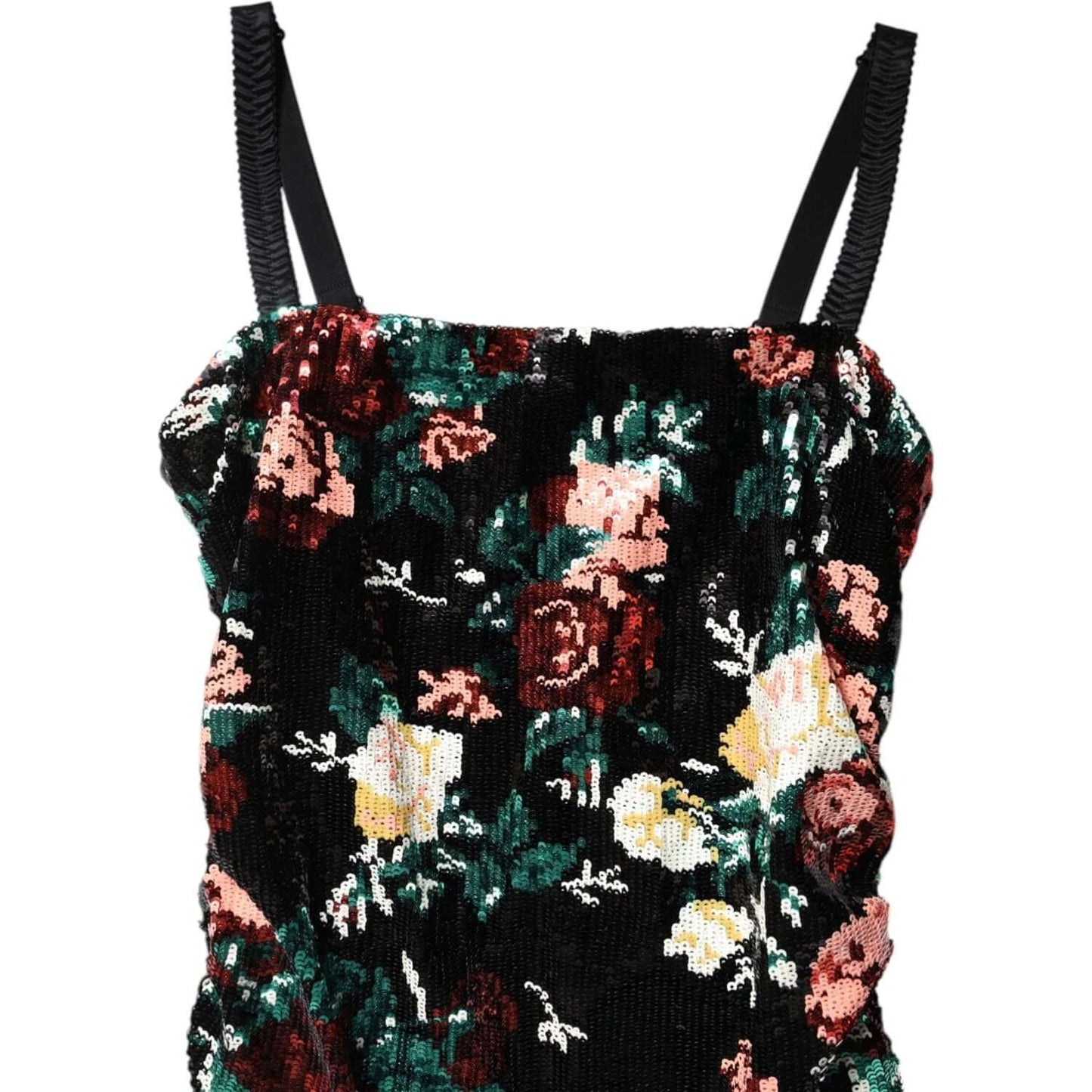 Dolce & Gabbana Black Floral Sequin Sleeveless Sheath Dress