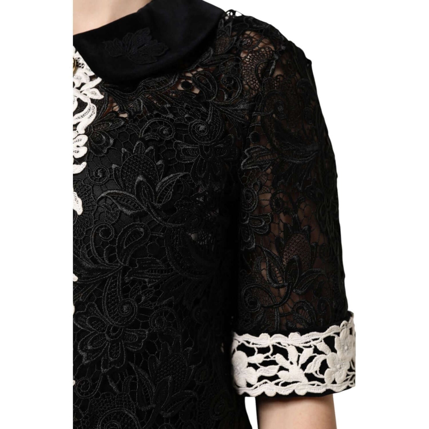 Dolce & Gabbana Black Floral Lace Embellished Mini Dress