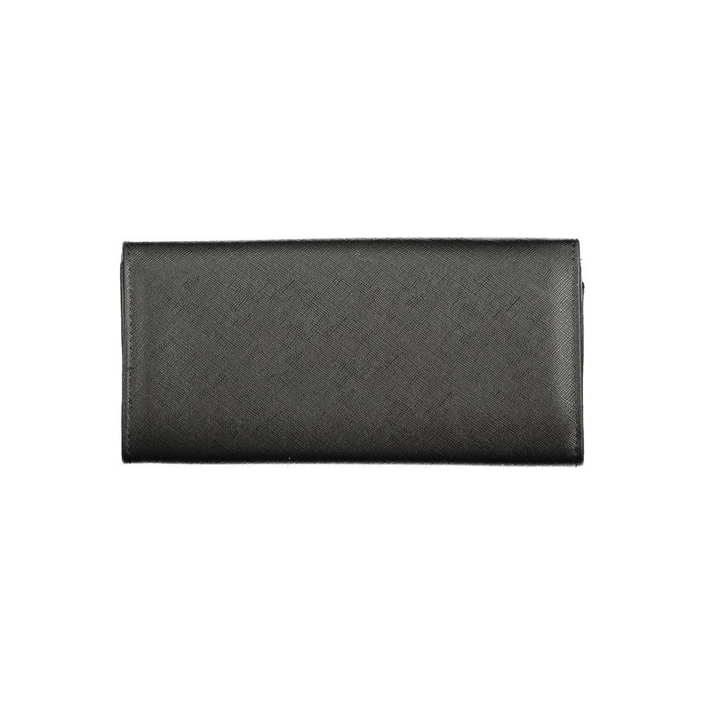 Valentino Bags black polyethylene wallet with 3 compartments, coin purse, card spaces, zip and automatic closure, logo detail.