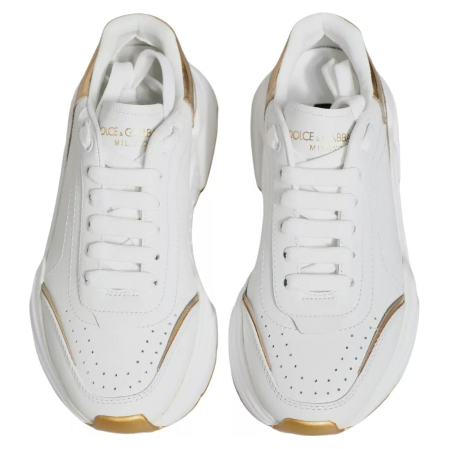 Dolce & Gabbana White Gold Daymaster Low Top Sneakers Shoes