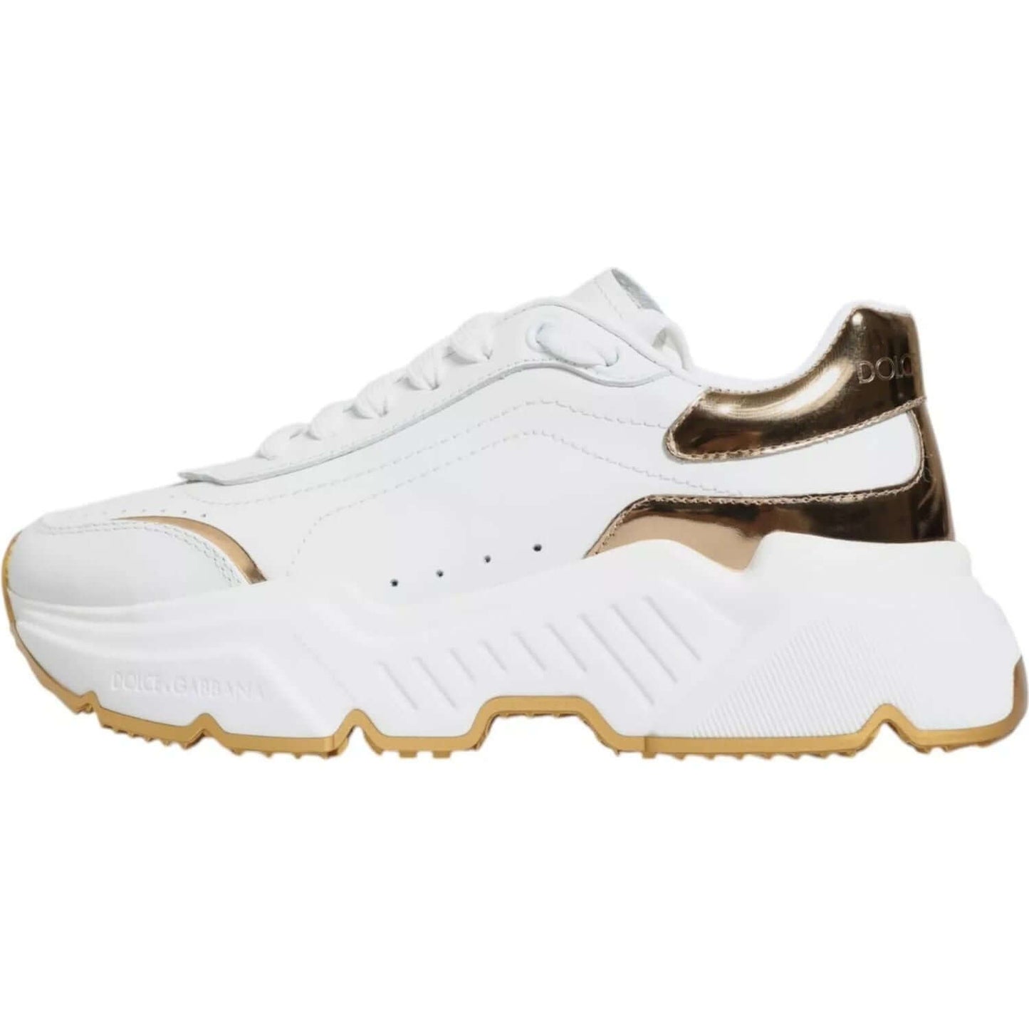 Dolce & Gabbana White Gold Daymaster Low Top Sneakers Shoes