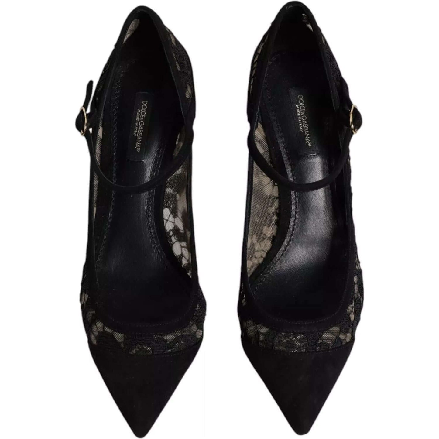 Dolce & Gabbana Black Mary Jane Taormina Lace Pumps Shoes