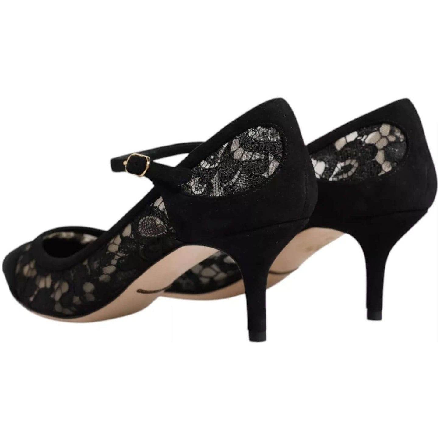 Dolce & Gabbana Black Mary Jane Taormina Lace Pumps Shoes