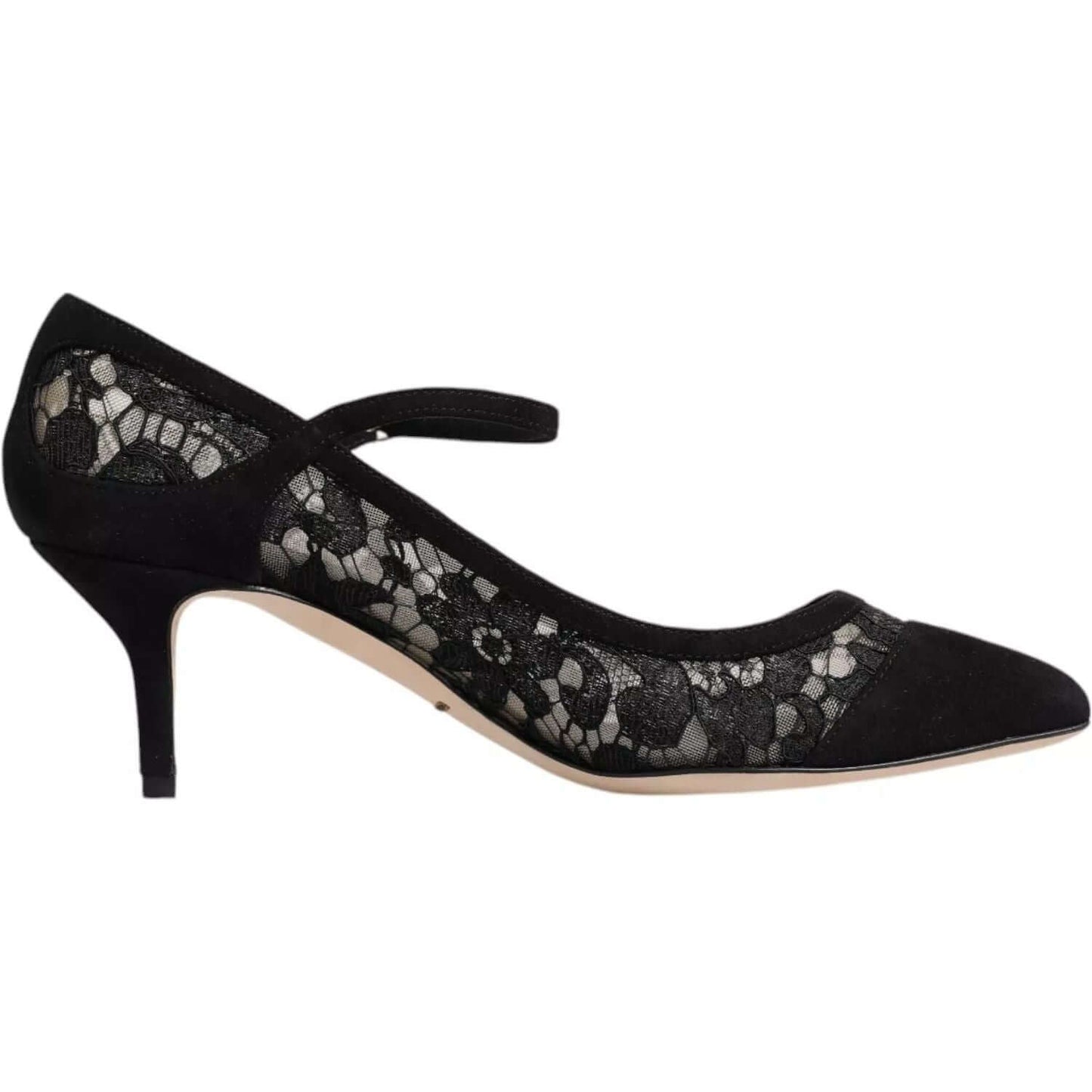 Dolce & Gabbana Black Mary Jane Taormina Lace Pumps Shoes