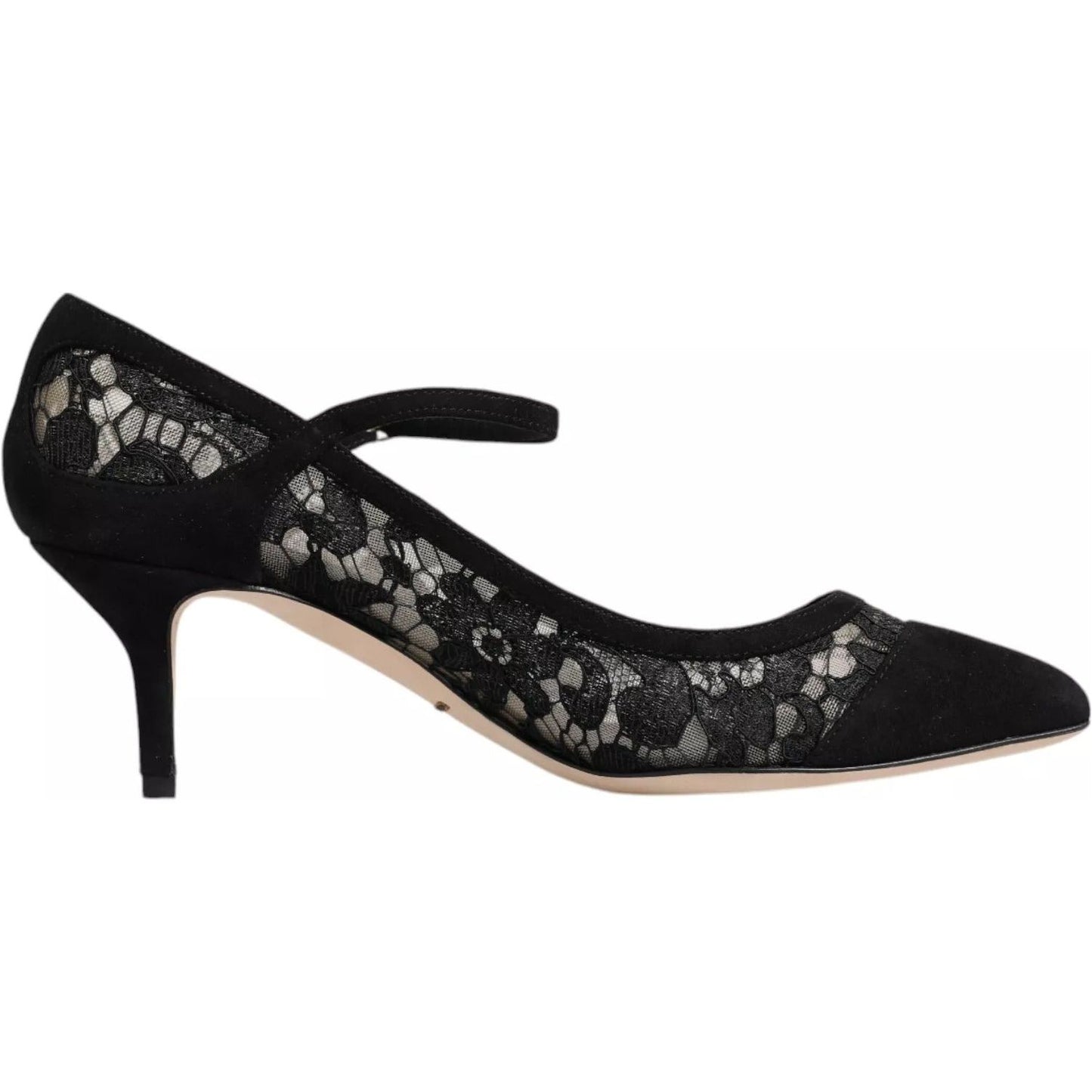 Dolce & Gabbana Black Mary Jane Taormina Lace Pumps Shoes
