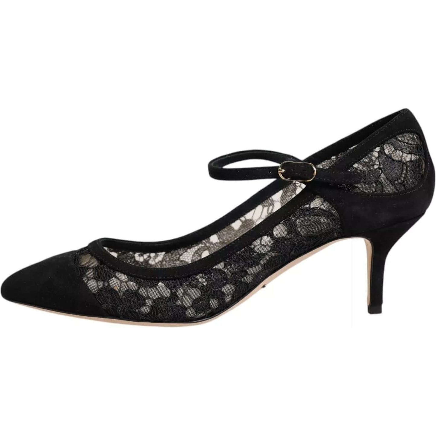 Dolce & Gabbana Black Mary Jane Taormina Lace Pumps Shoes