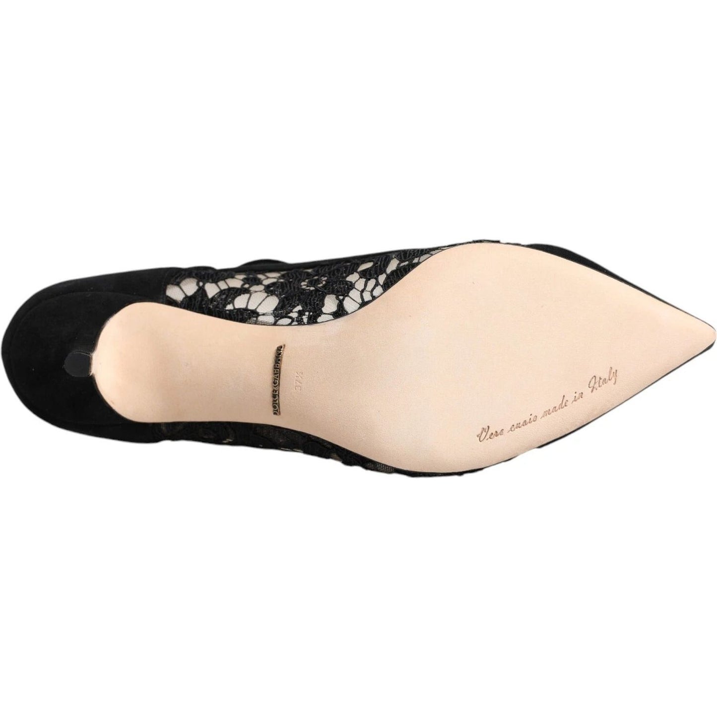 Dolce & Gabbana Black Mary Jane Taormina Lace Pumps Shoes