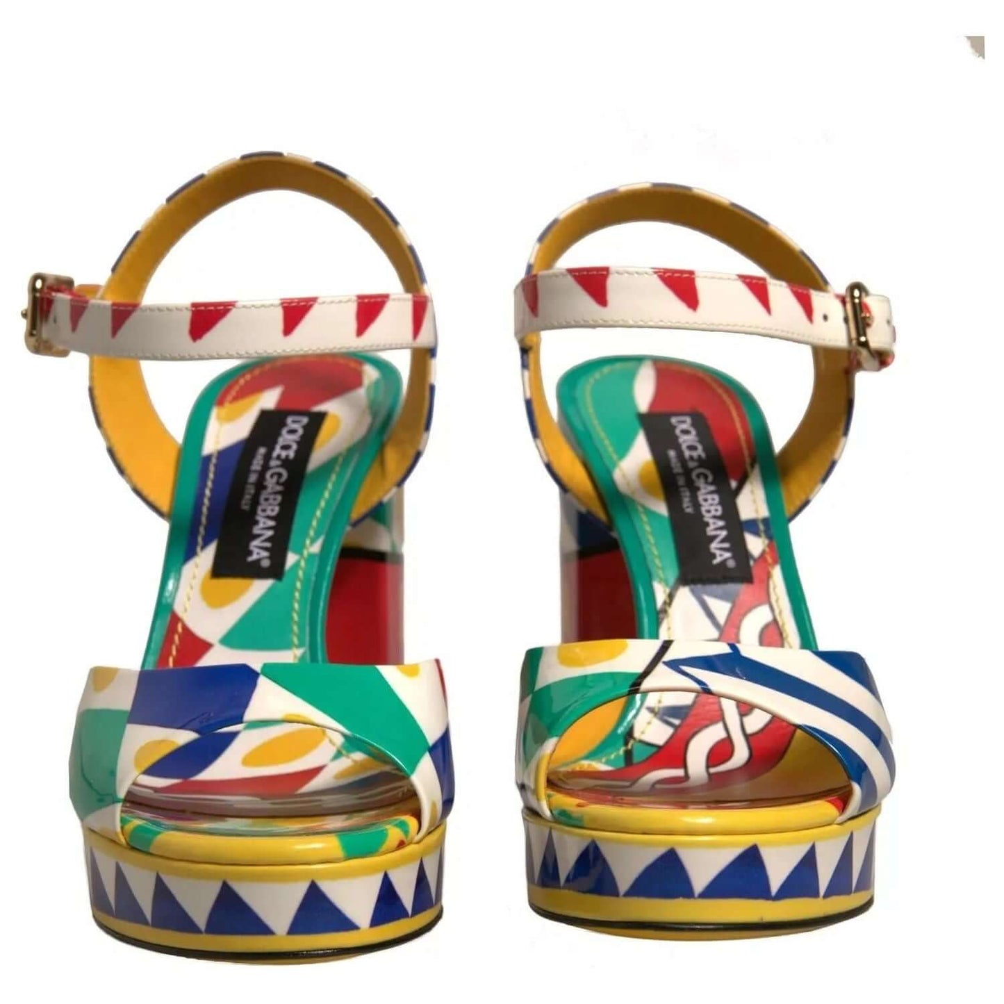 Dolce & Gabbana Multicolor Carretto Ankle Strap Heels Sandals Shoes