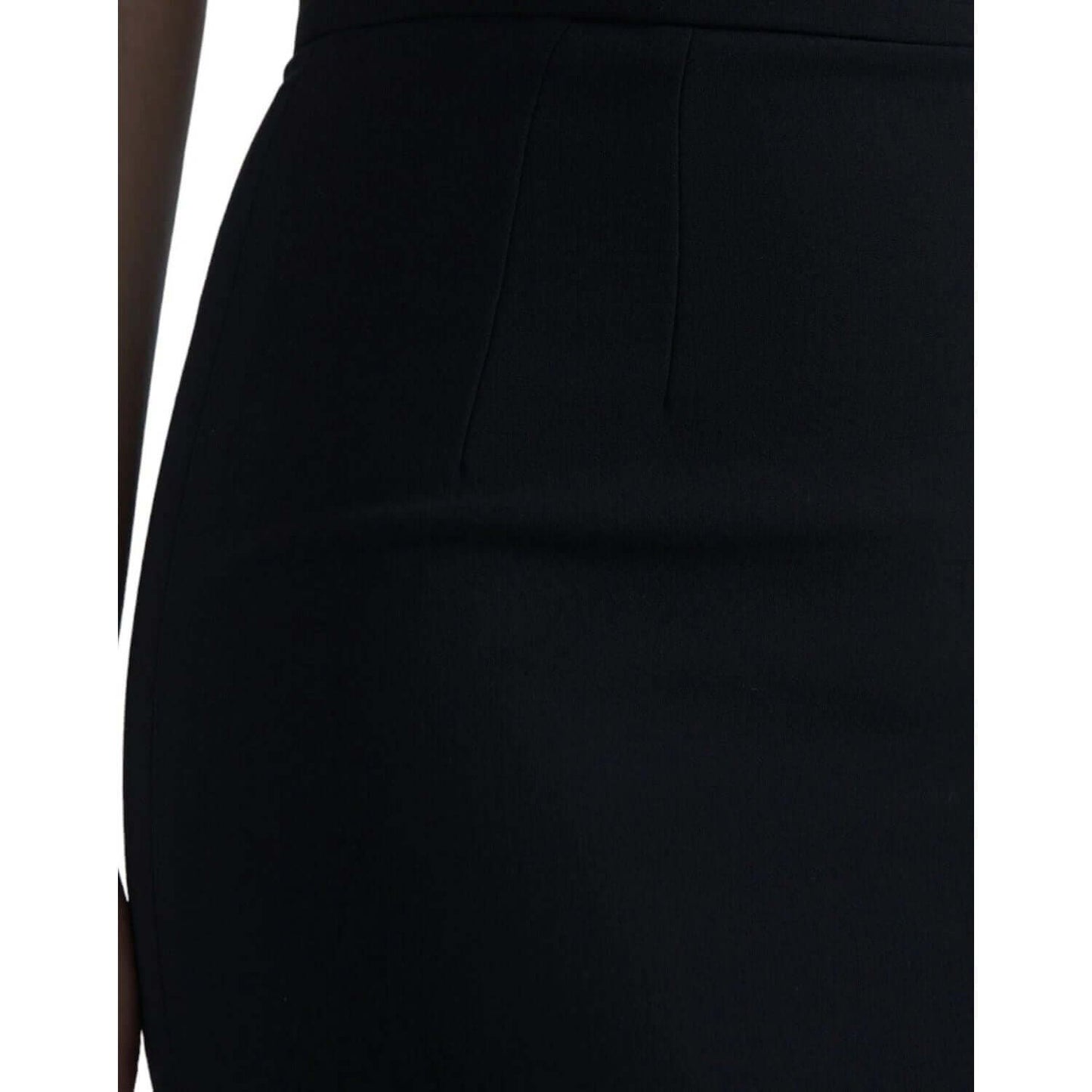 Dolce & Gabbana Black Wool High Waist Pencil Cut Midi Skirt