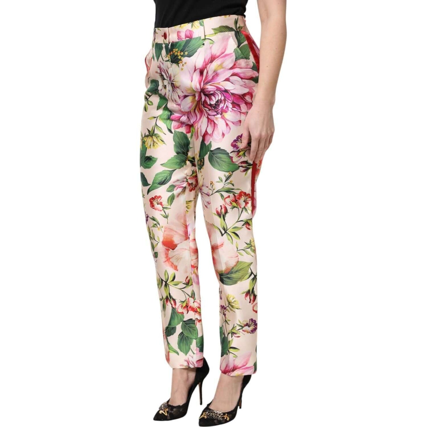 Dolce & Gabbana Multicolor Floral High Waist Straight Pants
