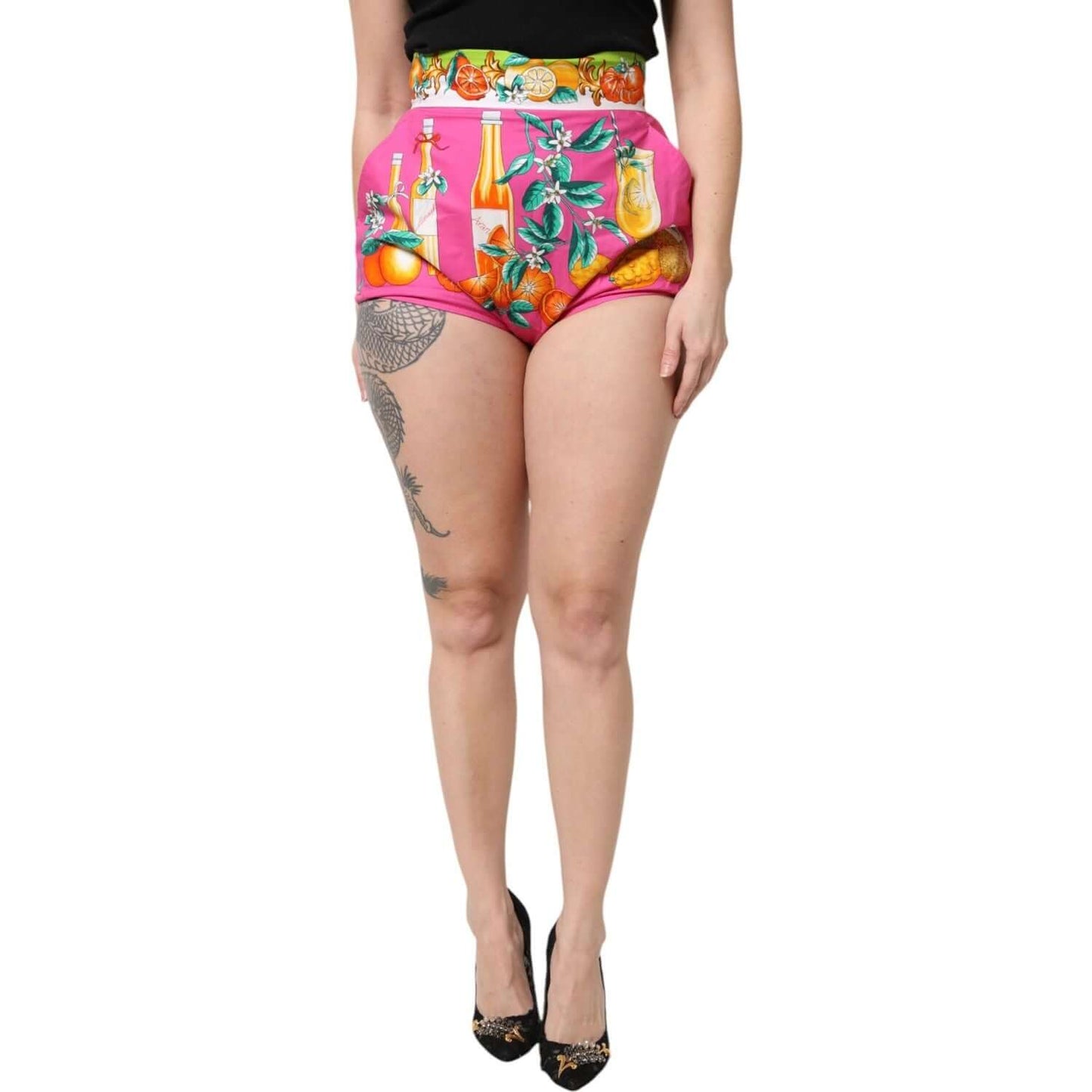 Dolce & Gabbana Pink Printed High Waist Hot Pants Shorts