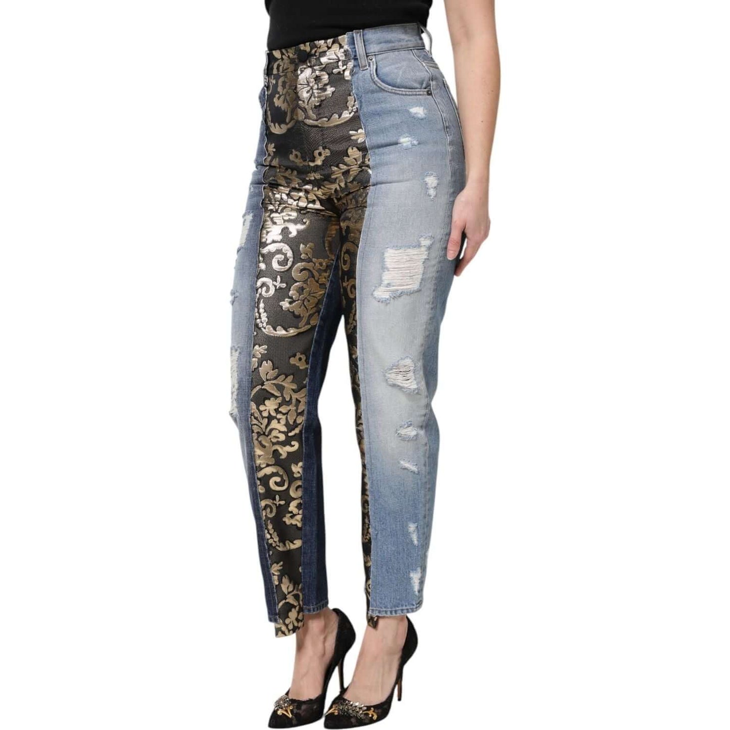 Dolce & Gabbana Multicolor Patchwork High Waist Denim Jeans