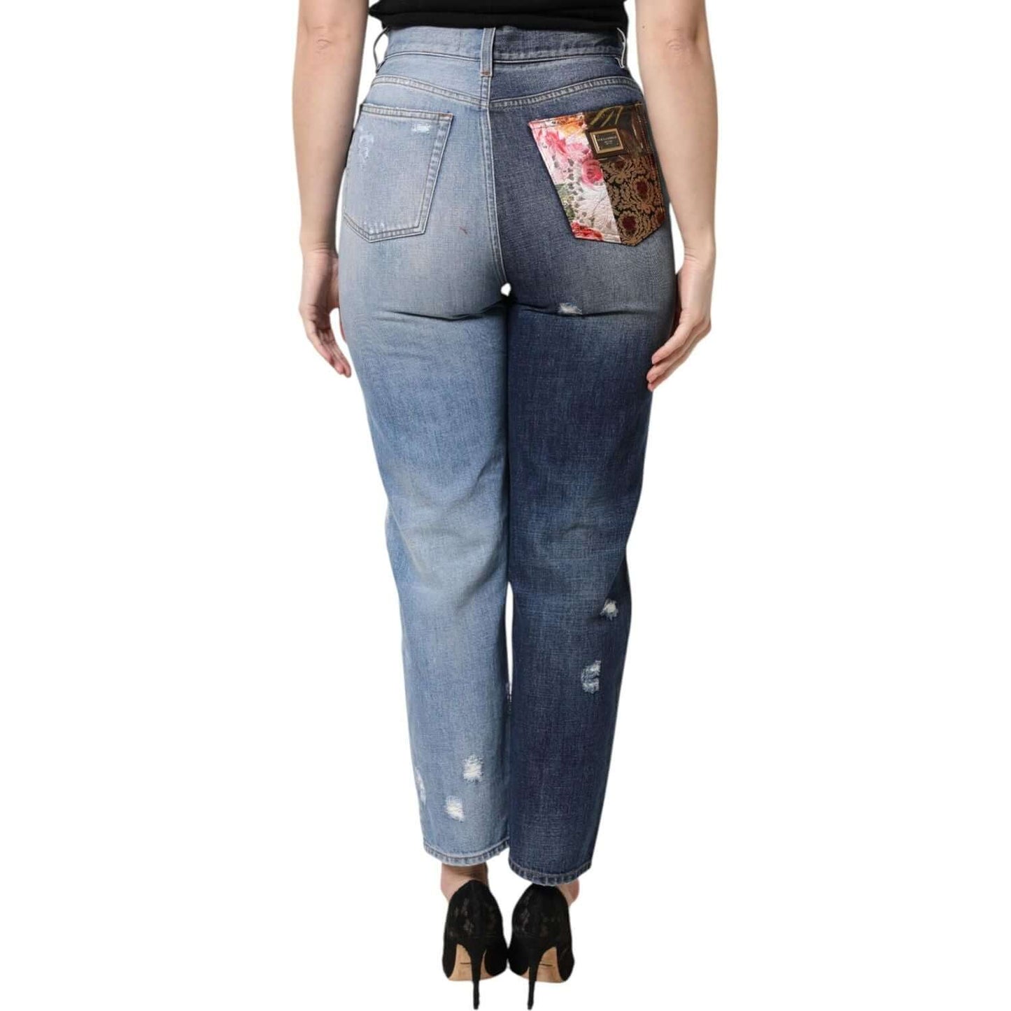 Dolce & Gabbana Multicolor Patchwork High Waist Denim Jeans