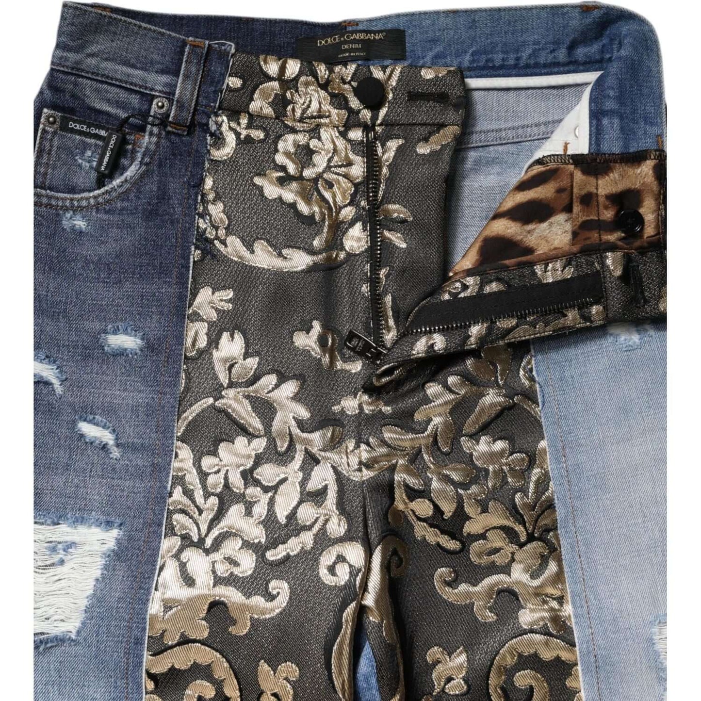 Dolce & Gabbana Multicolor Patchwork High Waist Denim Jeans