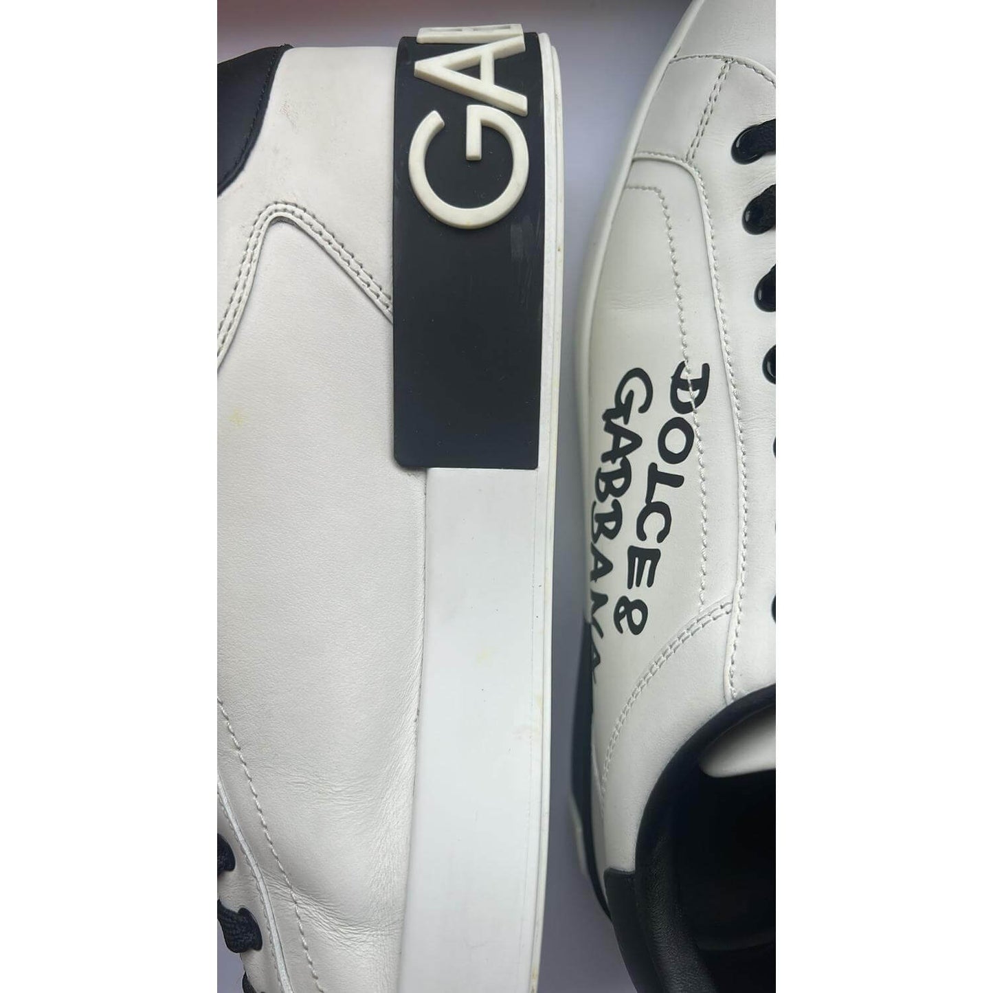 Dolce & Gabbana White Leather Logo Portofino Sneakers Shoes