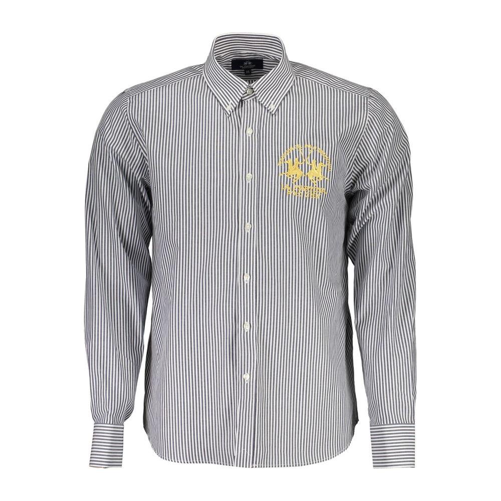 La Martina Blue Cotton Men Shirt
