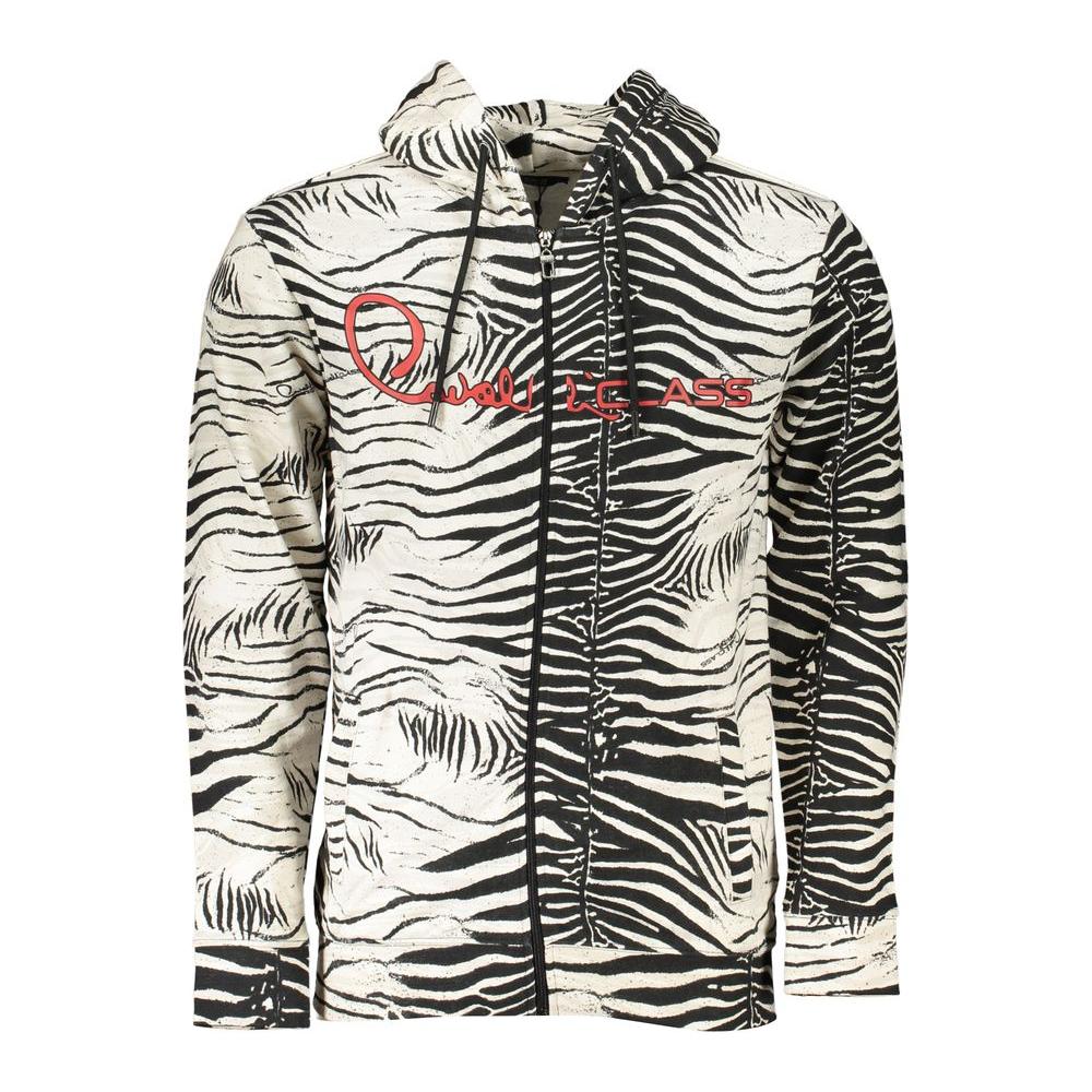 Cavalli Class White Cotton Mens Hooded Sweater