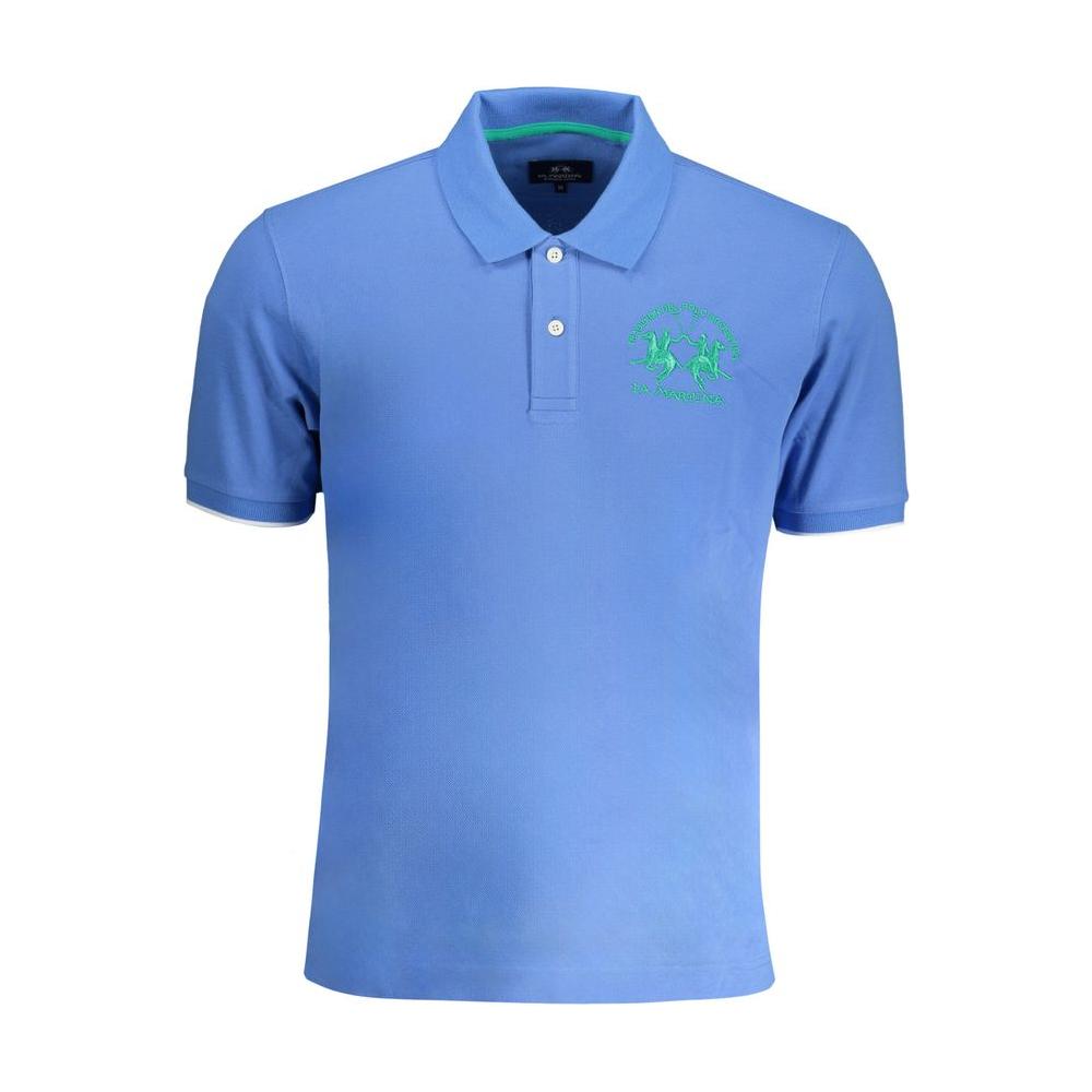 La Martina Light Blue Cotton Men Polo Shirt