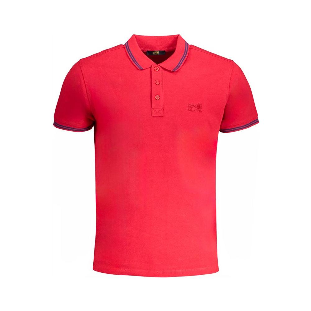 Cavalli Class Red Cotton Polo Shirt