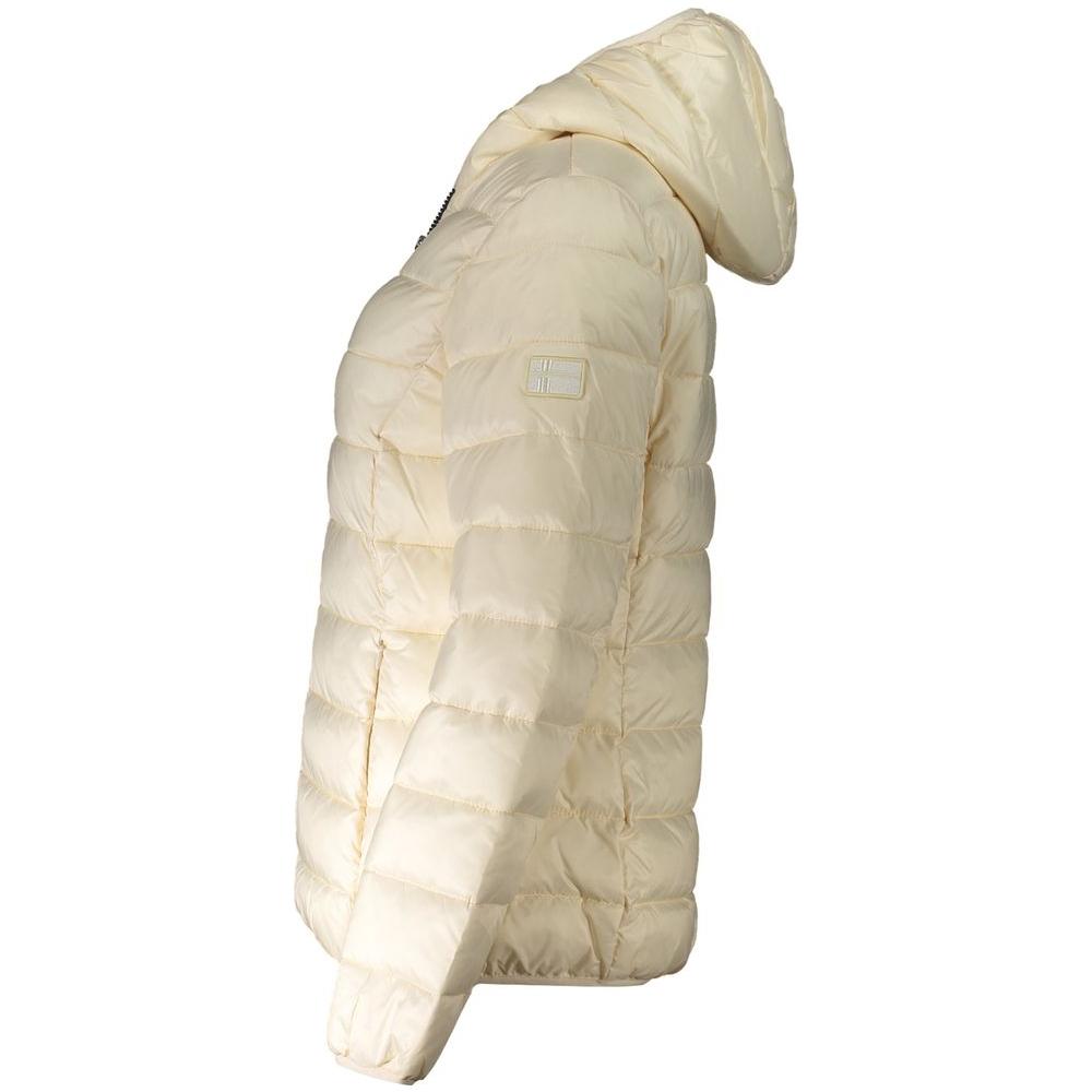 Norway 1963 beige polyamide women's jacket with hood and logo, showcasing Scandinavian style and functionality.