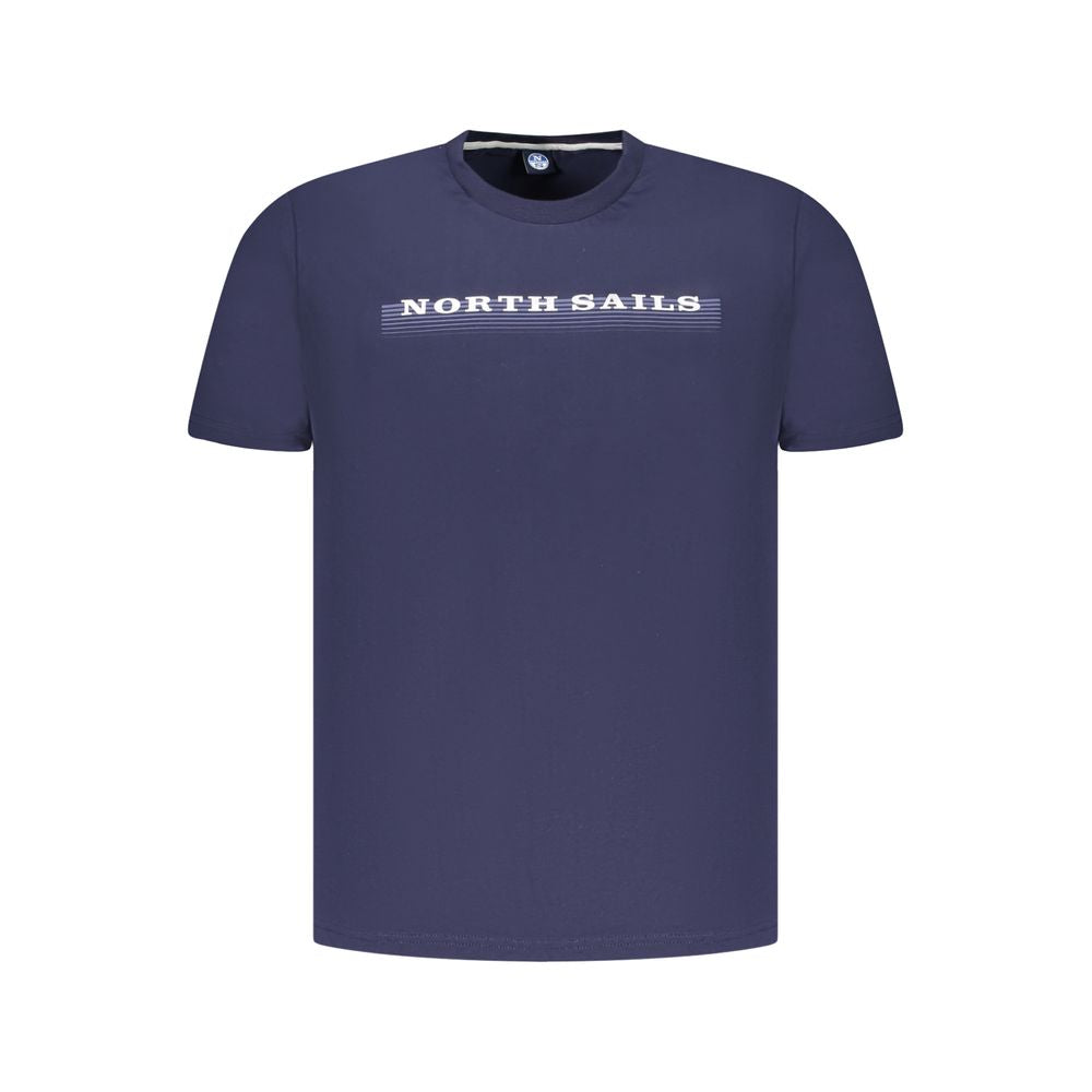 North Sails blue cotton men's T-shirt with logo print, crew neck, short sleeves, ocean-inspired. Casual style, breathable fabric.