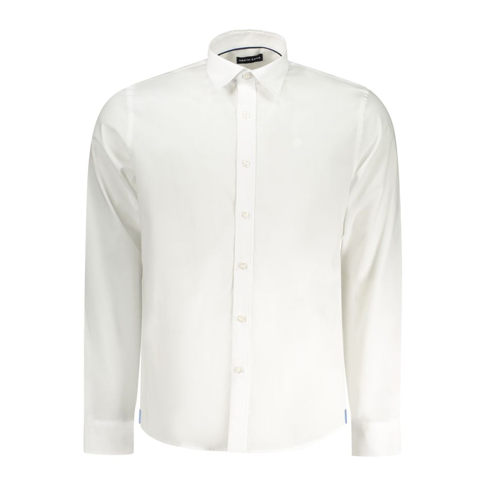 North Sails white cotton men's shirt with Italian collar and button cuffs, perfect for a sophisticated and versatile wardrobe style.