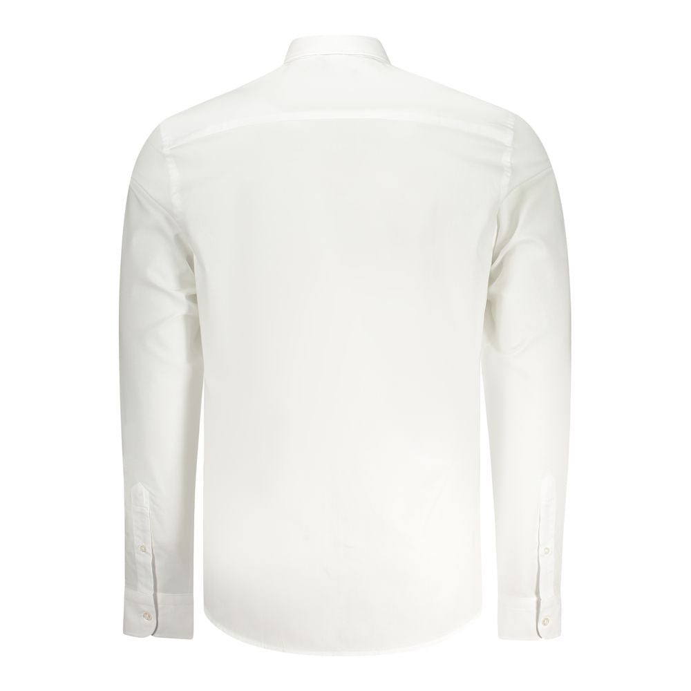 Back view of North Sails white cotton men's shirt, featuring Italian collar and button cuffs, perfect for a timeless, sophisticated look.