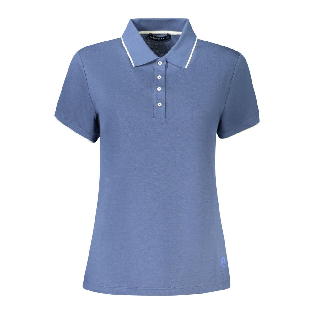 North Sails blue cotton women's polo shirt with short sleeves, contrasting details, and signature print for casual chic style.
