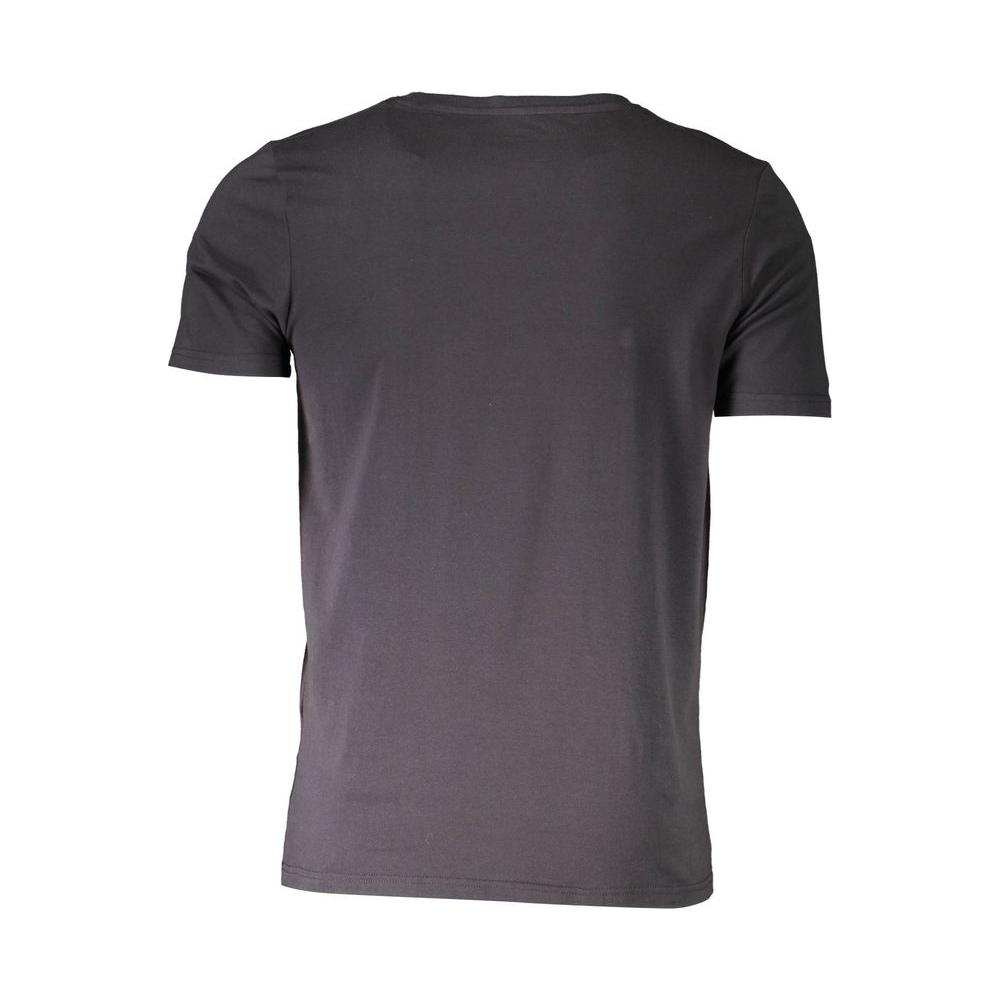 Back view of Aeronautica Militare black cotton t-shirt with short sleeves and crew neck.