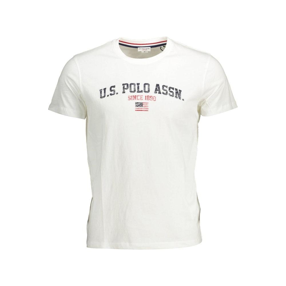 U.S. POLO ASSN. white cotton men's t-shirt with logo, short sleeves, and crew neck, showcasing classic style and comfort.