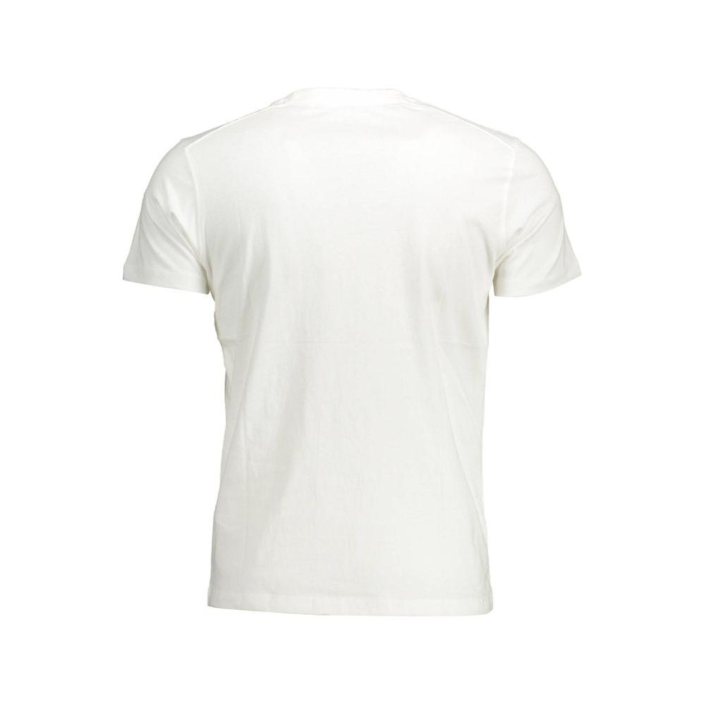 Back view of white U.S. POLO ASSN. cotton men's t-shirt with short sleeves and crew neck.