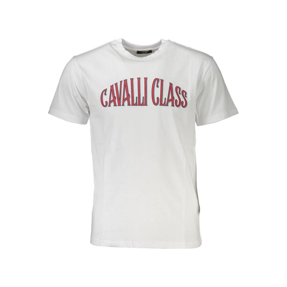 Cavalli Class White Cotton Men T-Shirt