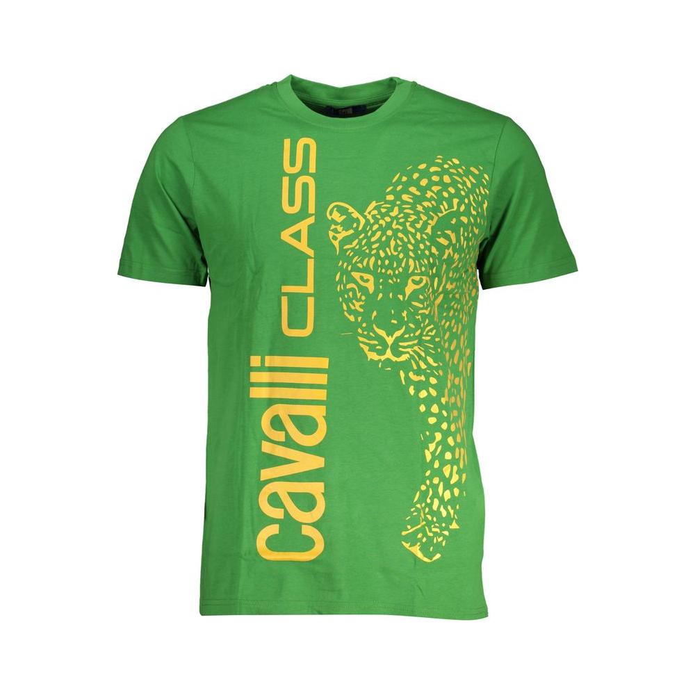 Cavalli Class Green Cotton T-Shirt