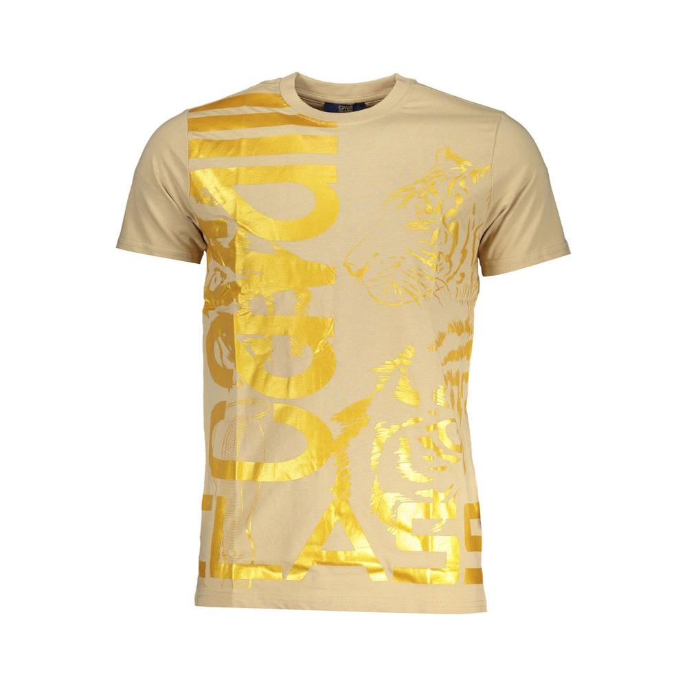 Cavalli Class Beige Cotton T-Shirt