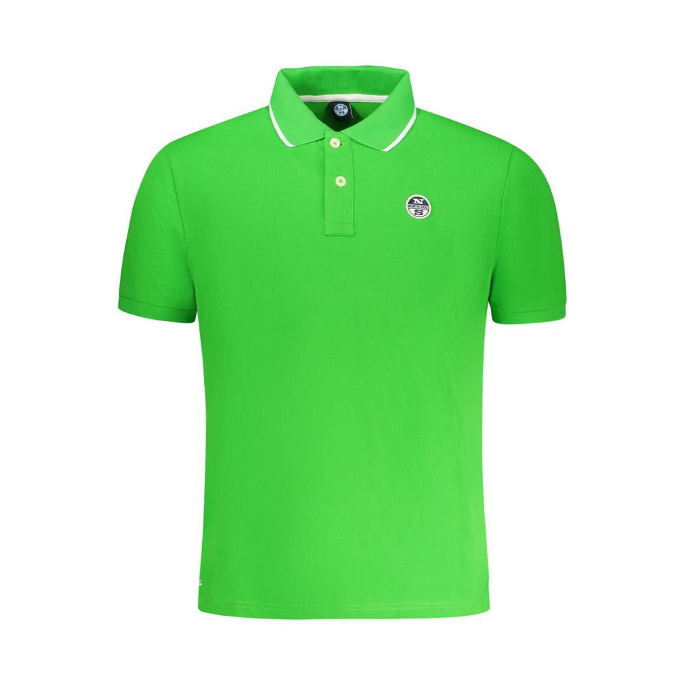 North Sails green cotton men's polo shirt with short sleeves, featuring contrasting details and iconic logo, perfect for casual wear.