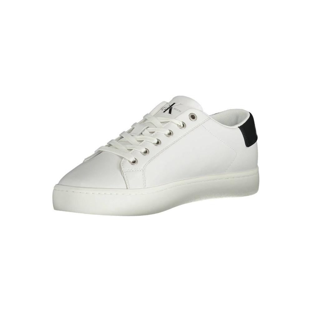 Calvin Klein Sleek White Lace-Up Sneakers with Logo Detail