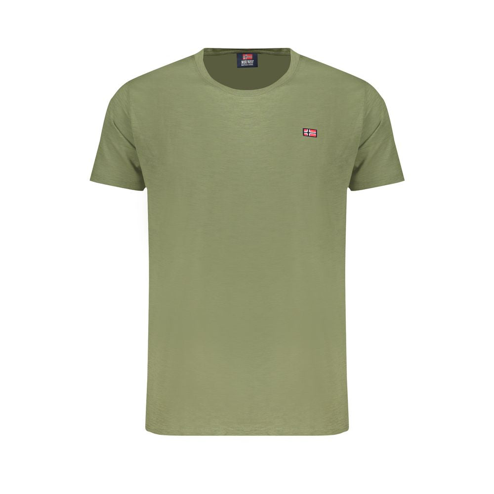 Alt Tag: Norway 1963 green cotton t-shirt with short sleeves, crew neck, and logo. Casual wear ideal for everyday style.