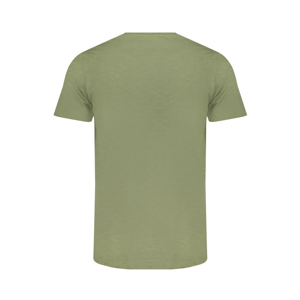 Back view of Norway 1963 green cotton T-shirt, showcasing short sleeves and crew neck design.