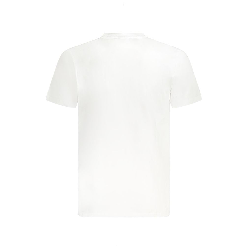 Back view of Marina Militare White Cotton T-Shirt with short sleeves, crew neck, and embroidered logo.