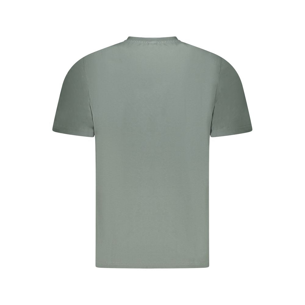 Back view of North Sails green cotton men's T-shirt showcasing short sleeves and a classic crew neck design.