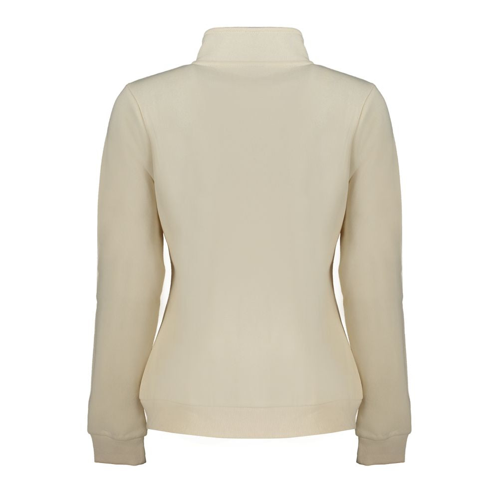 Rear view of Norway 1963 beige cotton women sweater with long sleeves and subtle detailing, perfect for casual wear.