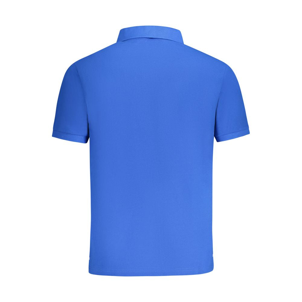 North Sails blue cotton men's polo shirt, back view with short sleeves, showcasing quality fabric and design features.