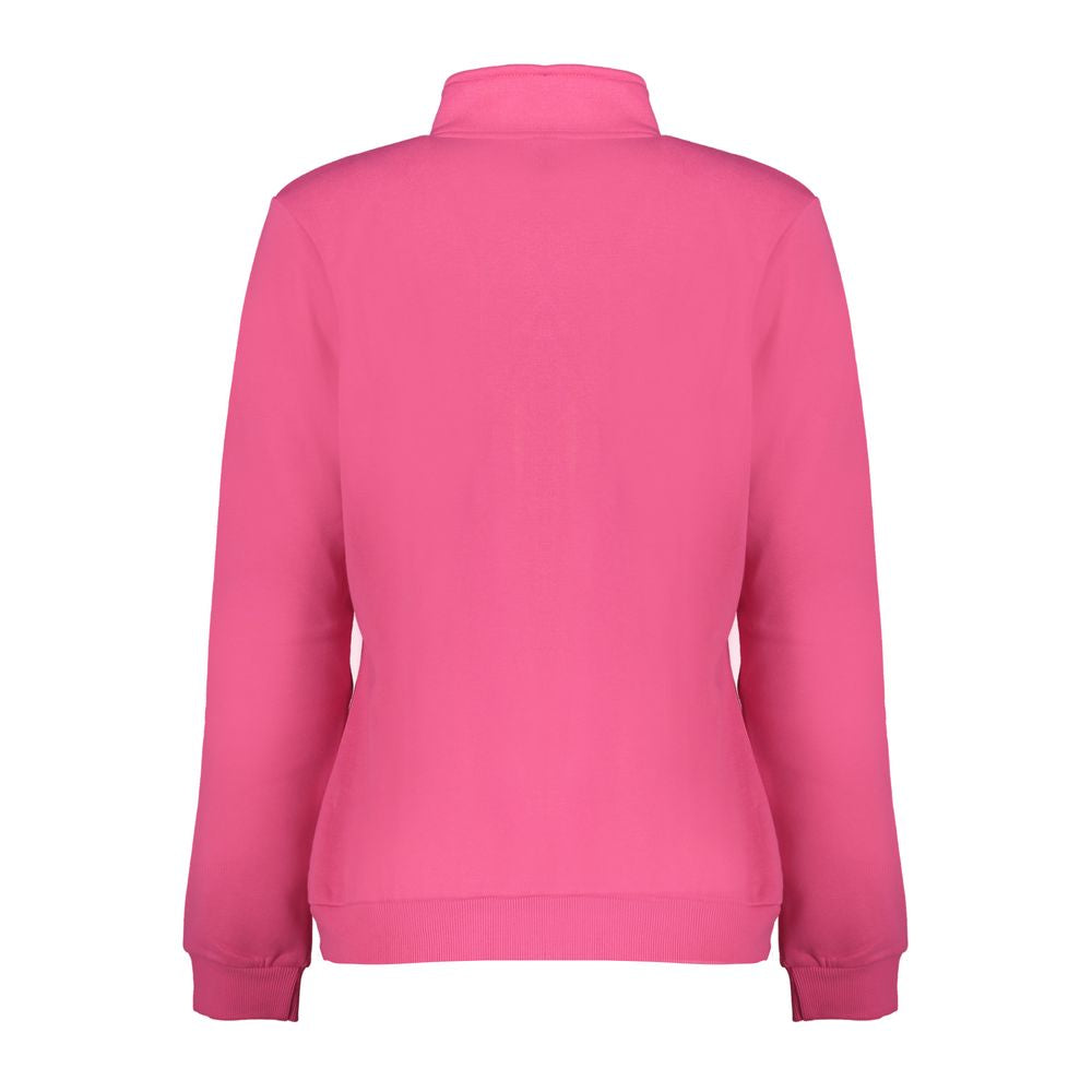 Back view of the Norway 1963 Pink Cotton Women's Sweater showcasing long sleeves and a classic design.