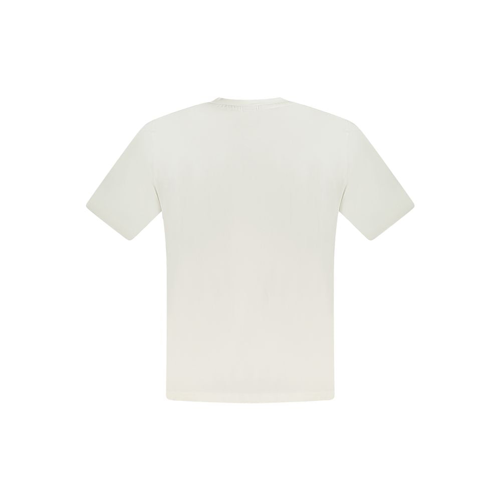 Back view of North Sails white cotton men's t-shirt with classic crew neck and short sleeves, featuring the iconic logo and bold design.