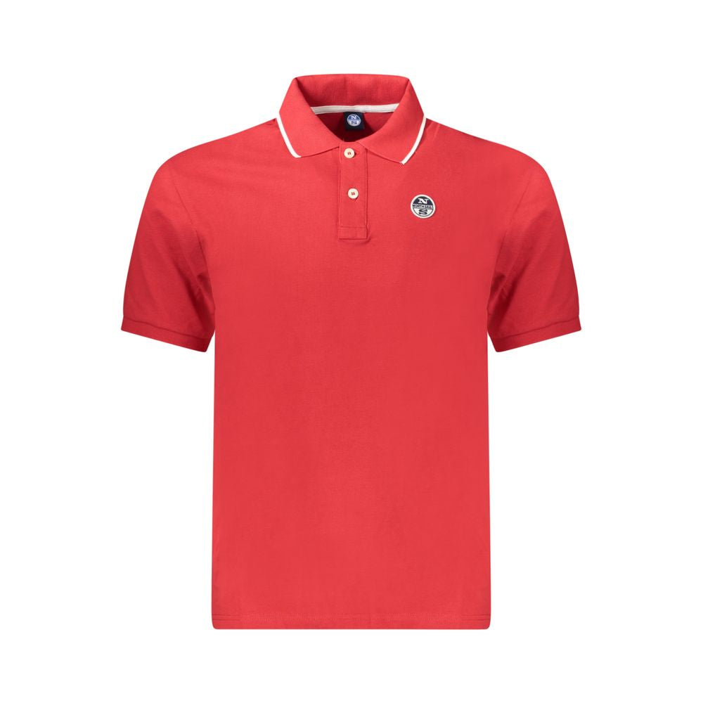 North Sails red cotton men polo shirt with short sleeves, contrasting details, and logo on chest for casual sophistication.
